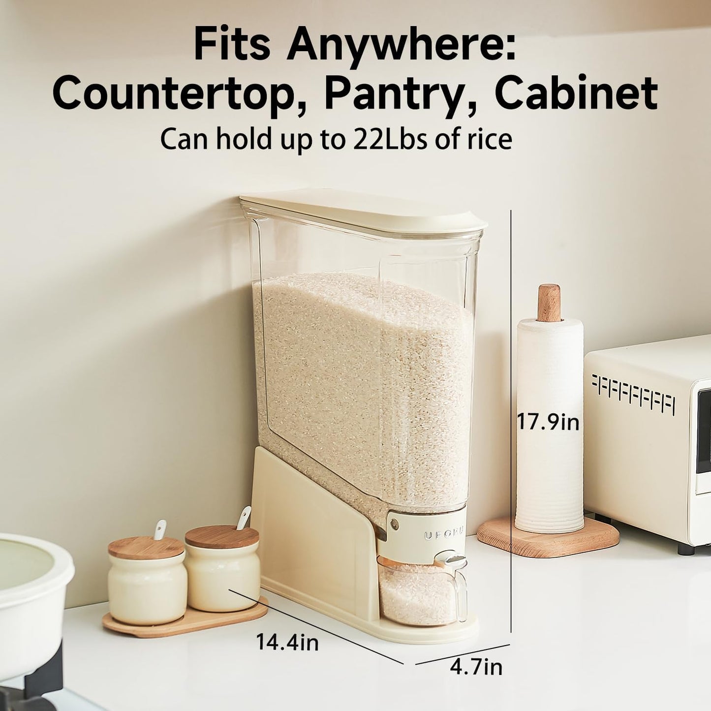 Rice Dispenser Slim Rice Storage Container for Small Space