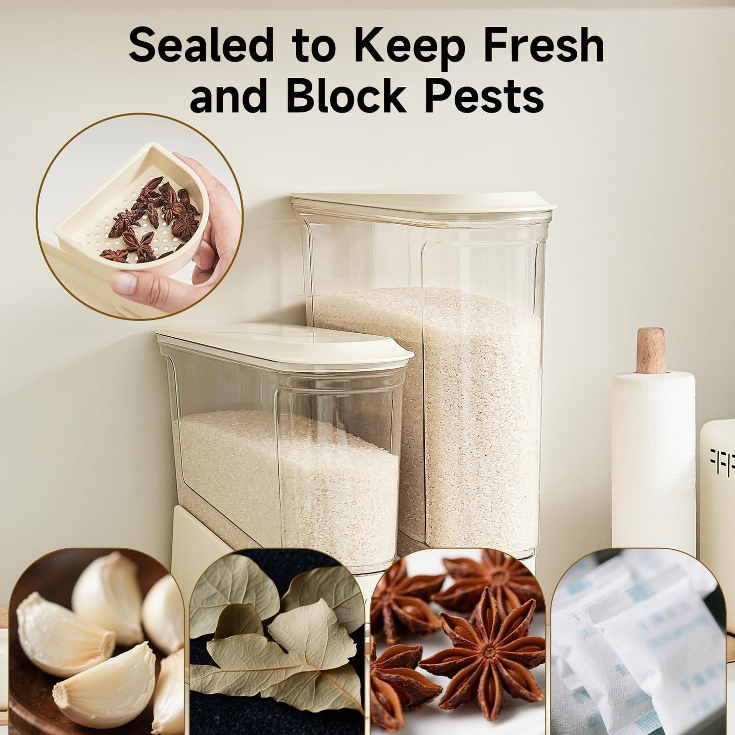 Rice Dispenser Slim Rice Storage Container for Small Space