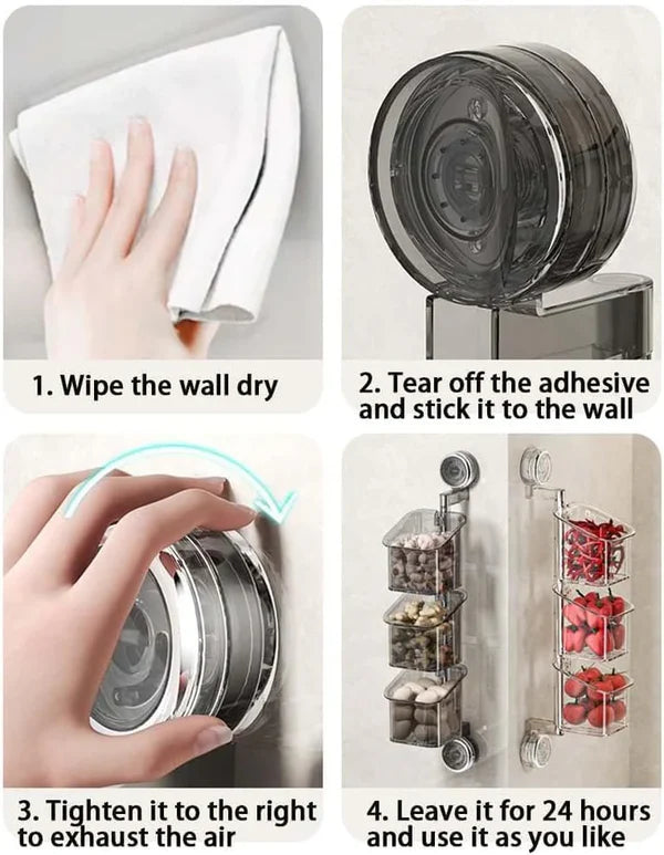 Rotating Suction Cup Storage Rack – Space-Saving Wall Organizer