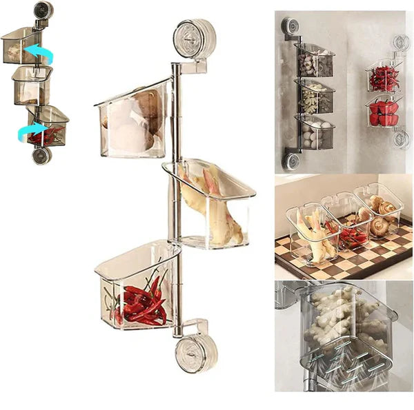 Rotating Suction Cup Storage Rack – Space-Saving Wall Organizer