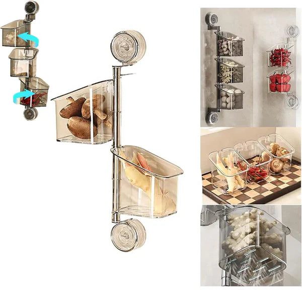 Rotating Suction Cup Storage Rack – Space-Saving Wall Organizer