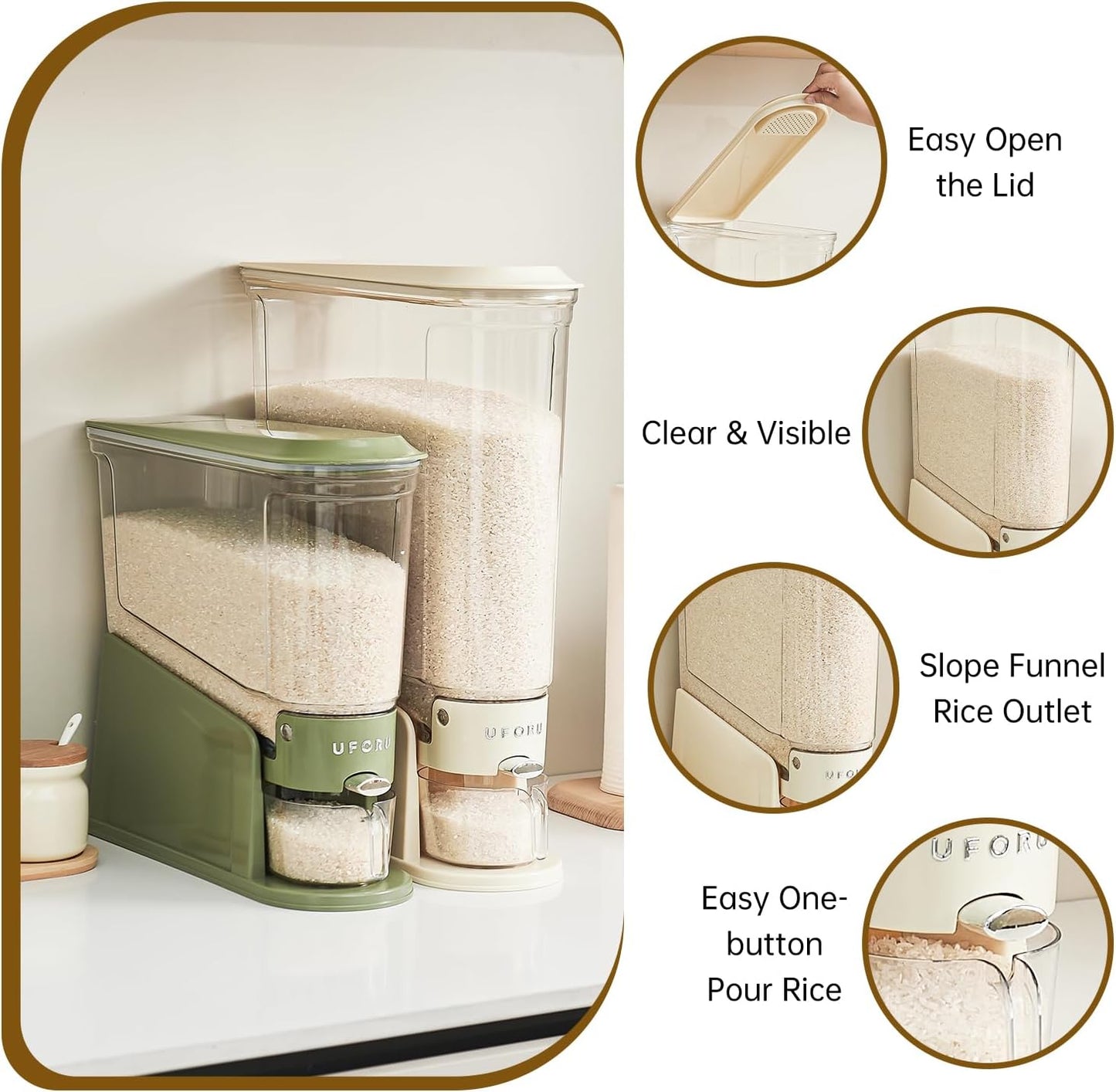 Rice Dispenser Slim Rice Storage Container for Small Space